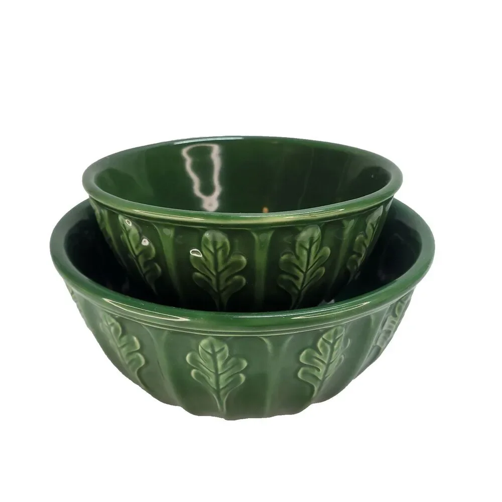 Green Oak Leaf Mixing Bowls Furio Home 8.75